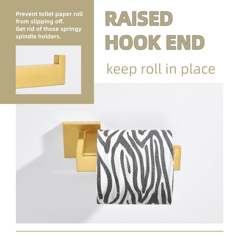 Angle Simple Toilet Paper Holder, Angle Simple SUS304 Stainless Steel Bathroom Tissue Holder, Open Arm Toilet Paper Roll Hanger Wall Mount, Brushed Dark Gold - Image 5